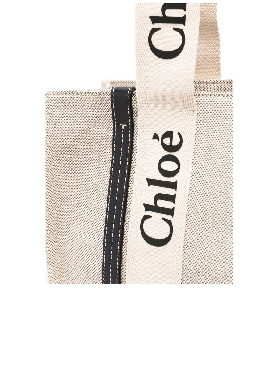 Medium Woody Tote Bag in Linen
