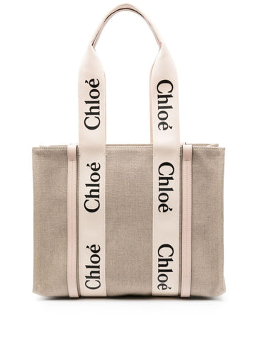 WOODY MEDIUM CANVAS AND LEATHER TOTE BAG