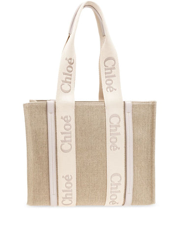 WOODY MEDIUM CANVAS AND LEATHER TOTE BAG