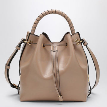 MARCIE BUCKET BAG IN DEEP BEIGE LEATHER