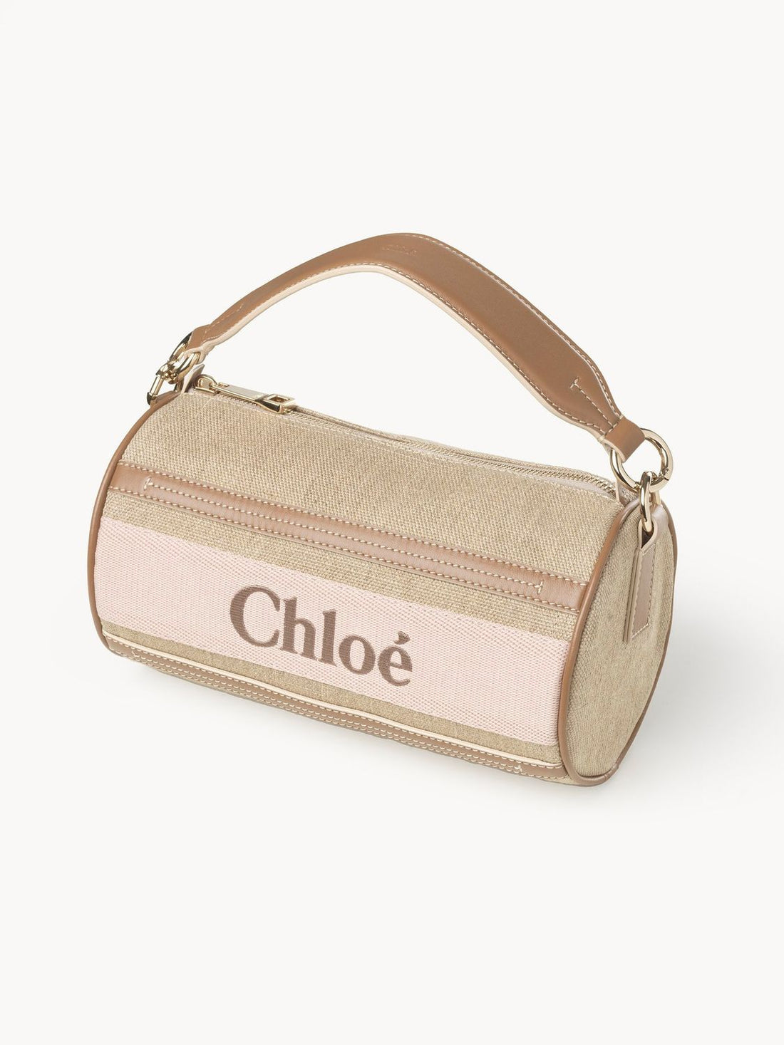 BEIGE WOODY TUBULAR SHOULDER BAG