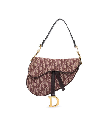 Canvas Saddle Bag with Leather Trim and Detachable Strap