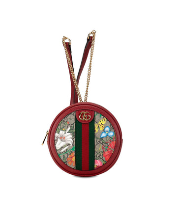 Mini Flora GG Supreme Round Ophidia Backpack with Leather Trim and Chain Straps