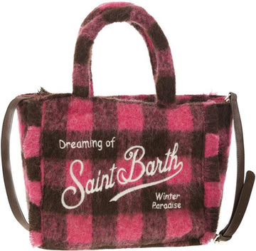 WOOLY COLETTE HANDBAG WITH FRINGES AND CHECK PATTERN