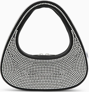 BLACK SWIPE BAG WITH CRYSTALS IN LEATHER