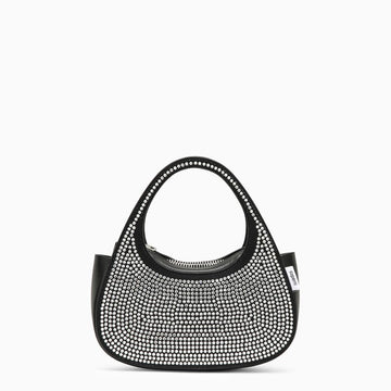 Coperni Micro Baguette Swipe Black Bag With Crystals In Leather Women
