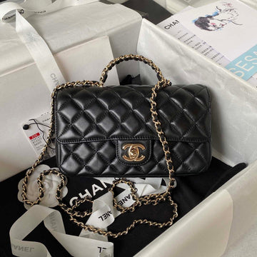 Makersluxe - Camellia Embossed With top Handle Bag Black
