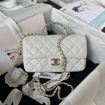 Makersluxe - Camellia Embossed With top Handle Bag White