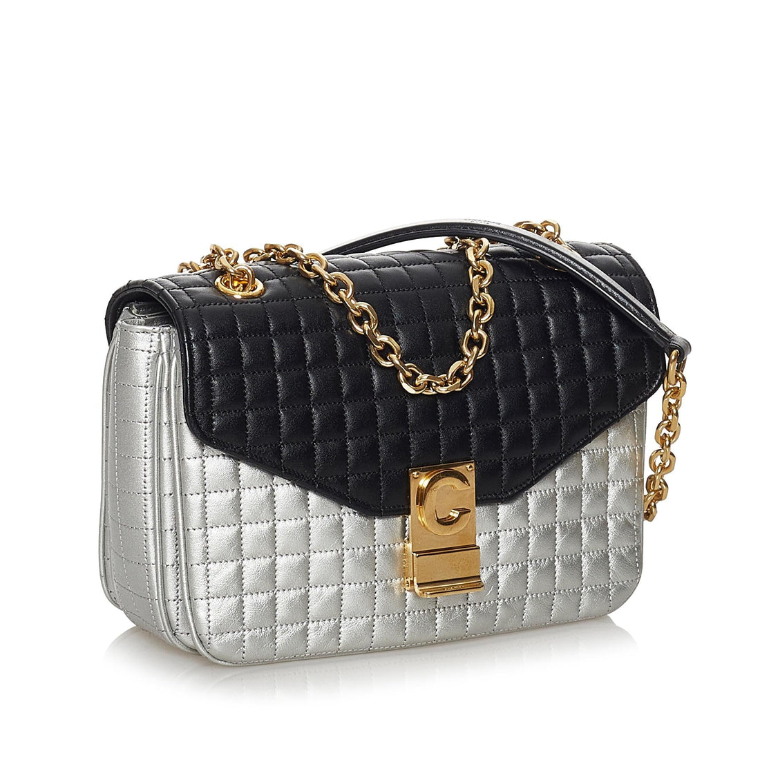 Celine Bicolor C Quilted Leather Shoulder Bag (MLB-30982)