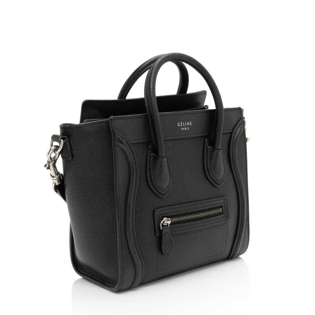 Celine Pebbled Leather Nano Luggage Tote (SHF-fk9HTz)