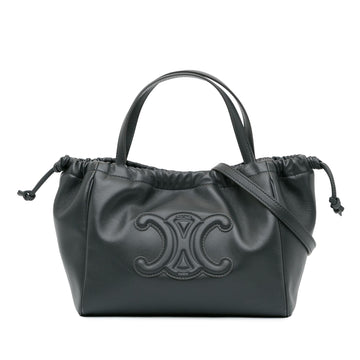 Celine Small Triomphe Cuir Cabas Drawstring Satchel (MLB-xhANaN)