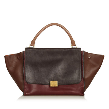 Celine Trapeze Bicolor Leather Satchel (MLB-26435)
