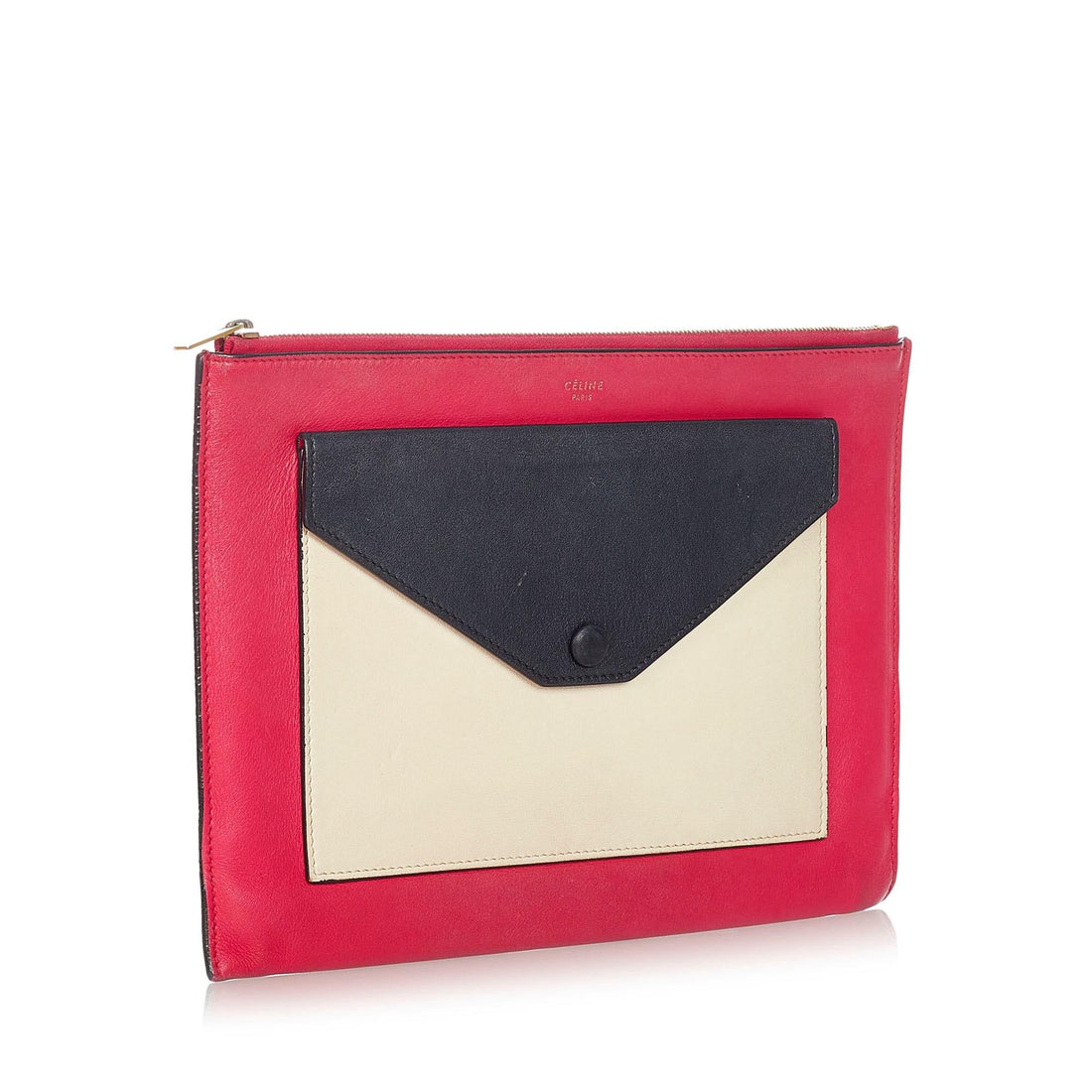 Celine Tri-Color Zip Envelope Leather Clutch (MLB-22456)