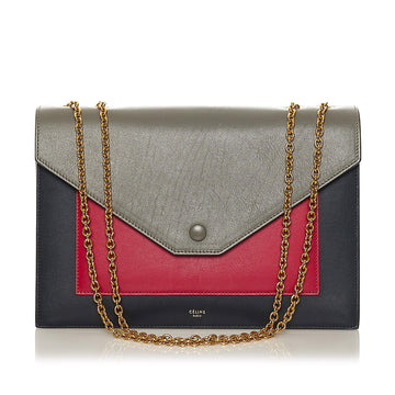 Celine Tricolor Pocket Envelope Leather Shoulder Bag (MLB-vdfVYD)