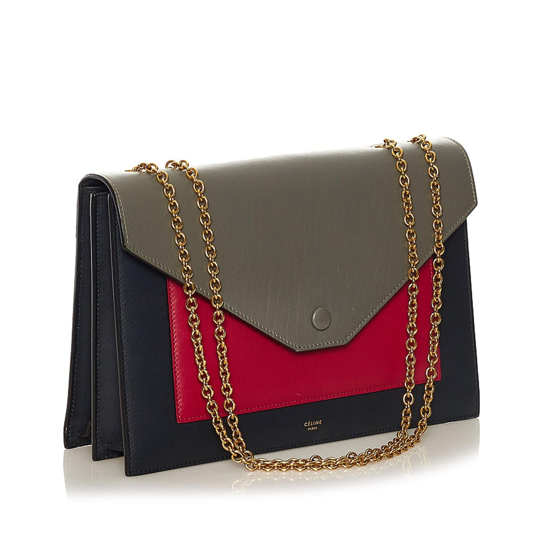 Celine Tricolor Pocket Envelope Leather Shoulder Bag (MLB-vdfVYD)