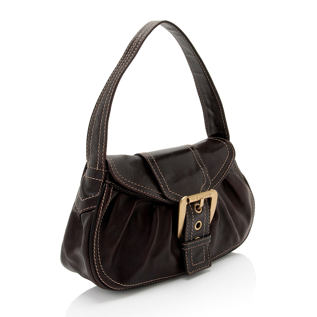 Celine Vintage Leather Buckle Shoulder Bag (SHF-2mqWEo)