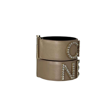 Chanel double leather/crystal bracelets