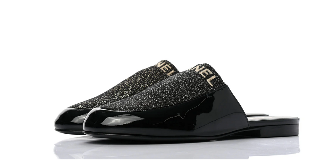 CHANEL PATENT MULES SLIDES