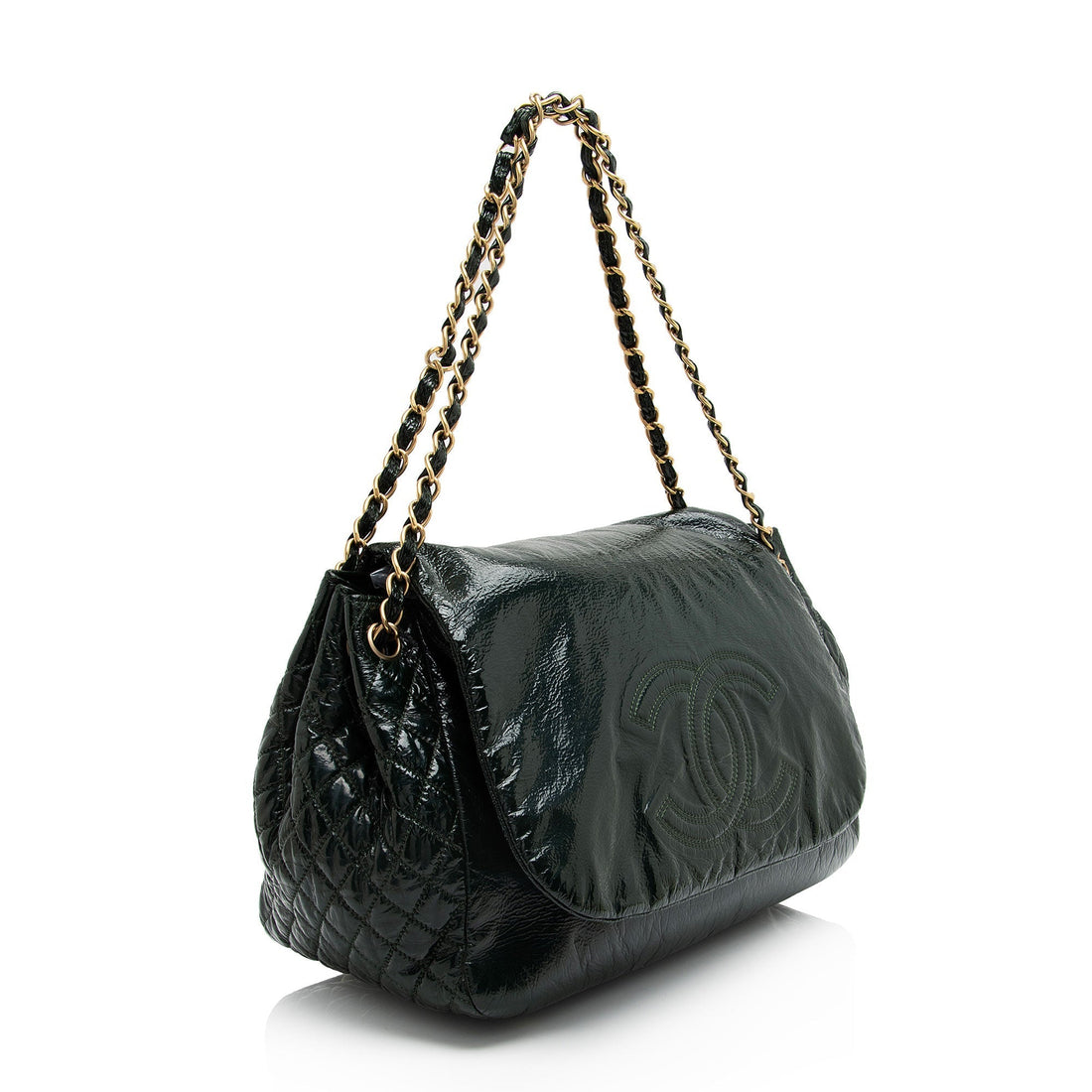 Chanel Patent Vinyl Rock and Chain Large Shoulder Bag (SHF-X1iQCV)