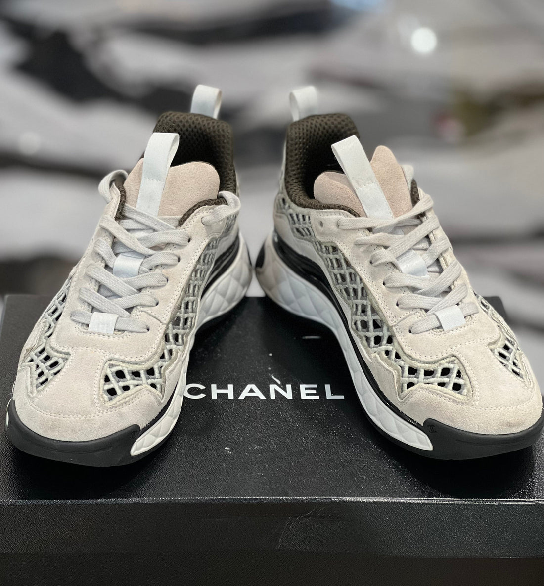 CHANEL SUEDE & CALFSKIN LEATHER SNEAKERS