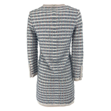 Pre owned Chanel La Pausa Striped Fringed Knit Mini Designer Dress