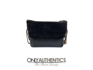 Chanel Navy Shearling Fur and Leather Gabrielle Bag