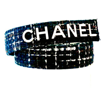 CHANEL TWEED NAVY BLUE BELT