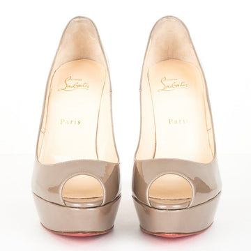 Christian Louboutin Grey Patent Peep Toe Pumps 39