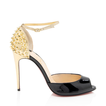 Christian Louboutin Patent LeatherSpiked Pina Peep Toe Pumps - Size 7.5 / 37.5 (SHF-zYVRlN)