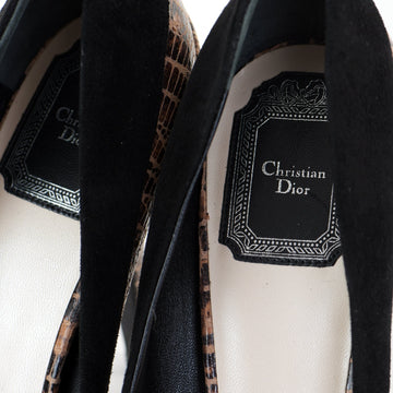 Snakeskin Suede Trim Platform Pumps