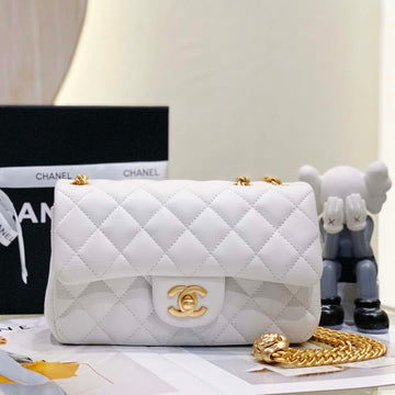 Makersluxe - Camellia Lambskin Classic Flap Bag White
