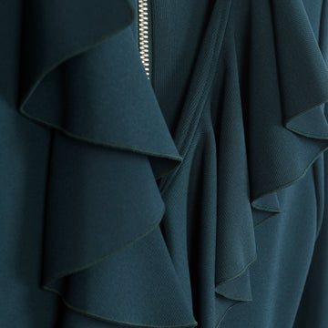 Green Long Sleeve Ruffle Dress