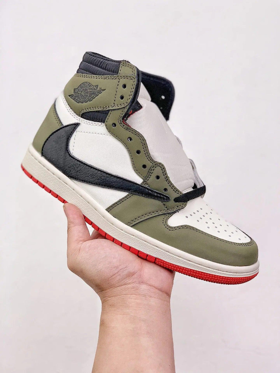 Custom GREEN T-Scott x Fragment x Air Jordan 1 High Q ( Customs And Box ), Jordan 1 Sneakers Active CACTUS JACK