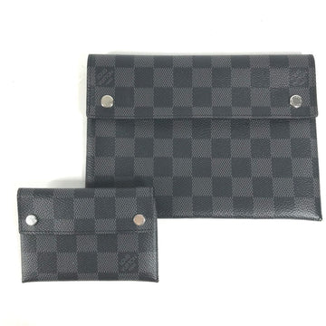 LOUIS VUITTON Card Case N60255 Damier Grafitto Canvas black Damier Grafitte Alpha Tri Pro Pouch mens Used