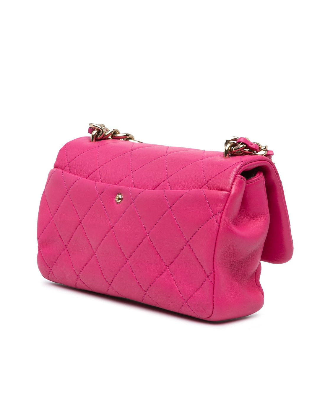 Small Lambskin Chain Flap Satchel with Quilted Leather and Turn-Lock Closure