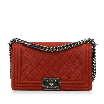 Chanel Boy Flap Large Red Caviar Ruthenium