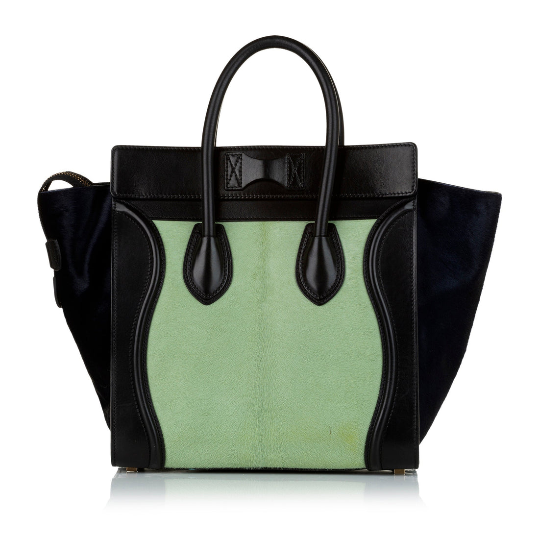 Green Celine Mini Luggage Bicolor Pony Hair Tote Bag