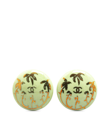 Gold Plated Resin Round Clip-On Earrings