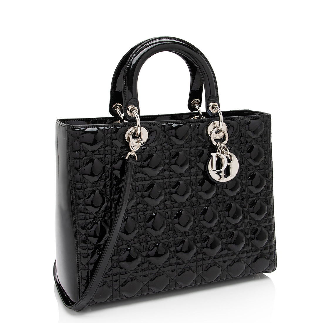 Dior Patent Leather Lady Dior Large Tote (SHF-DomNwp)