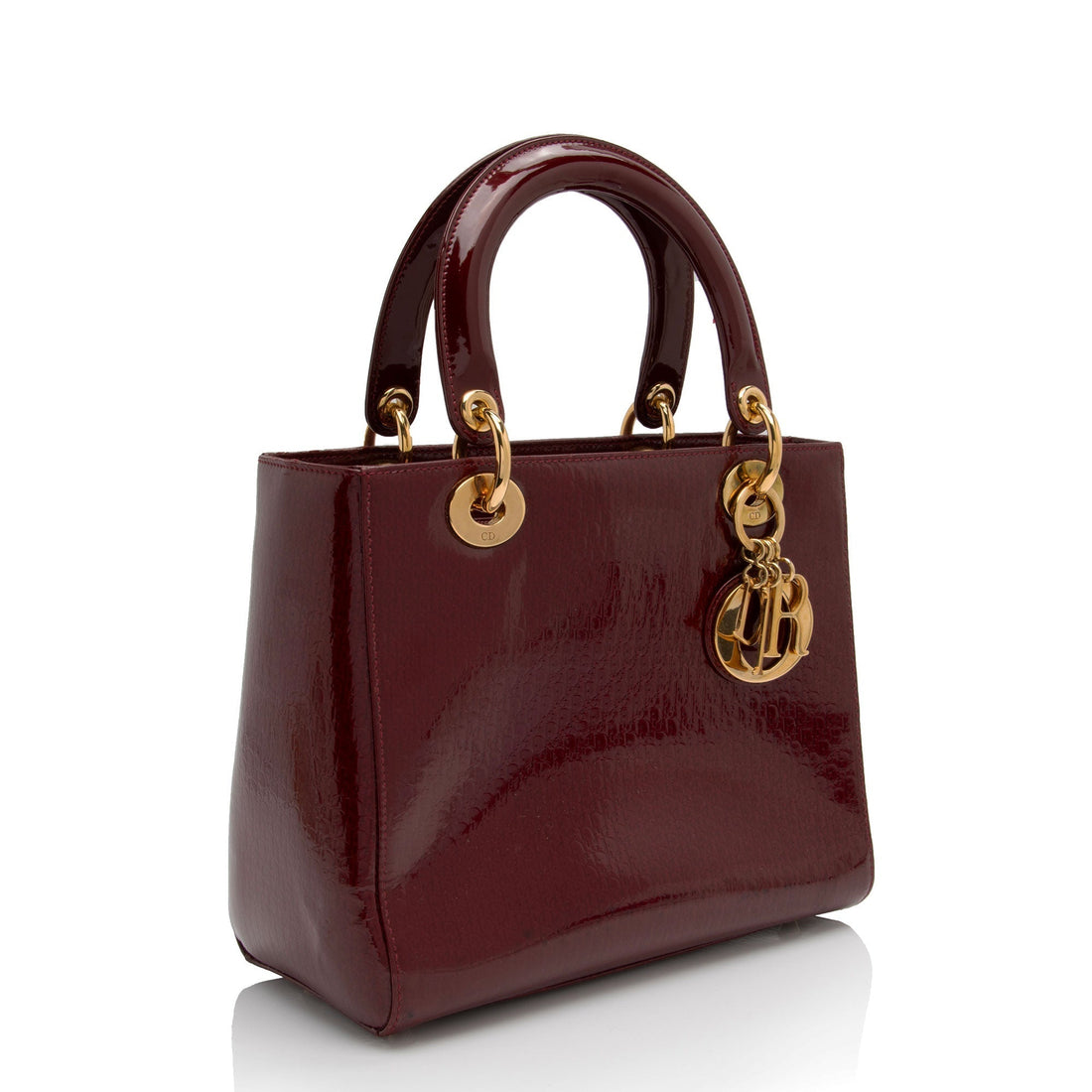 Dior Vintage Micro Diorissimo Patent Leather Lady Dior Small Tote (SHF-RTBS3t)