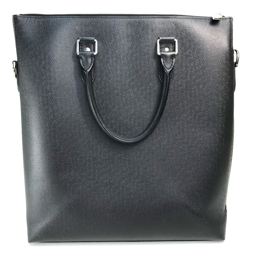 LOUIS VUITTON Handbag M33433 Taiga Leather Black x Silver Metal Taiga Anton Tote mens Used