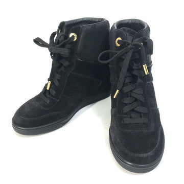 LOUIS VUITTON sneakers suede, suede black Monogram High cut Women 34 Used