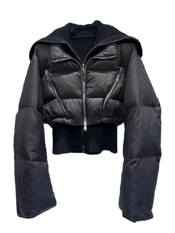 Women's Suits Sleeveless Knitted Vest Turn-down Collar Zipper Warm Coat Set