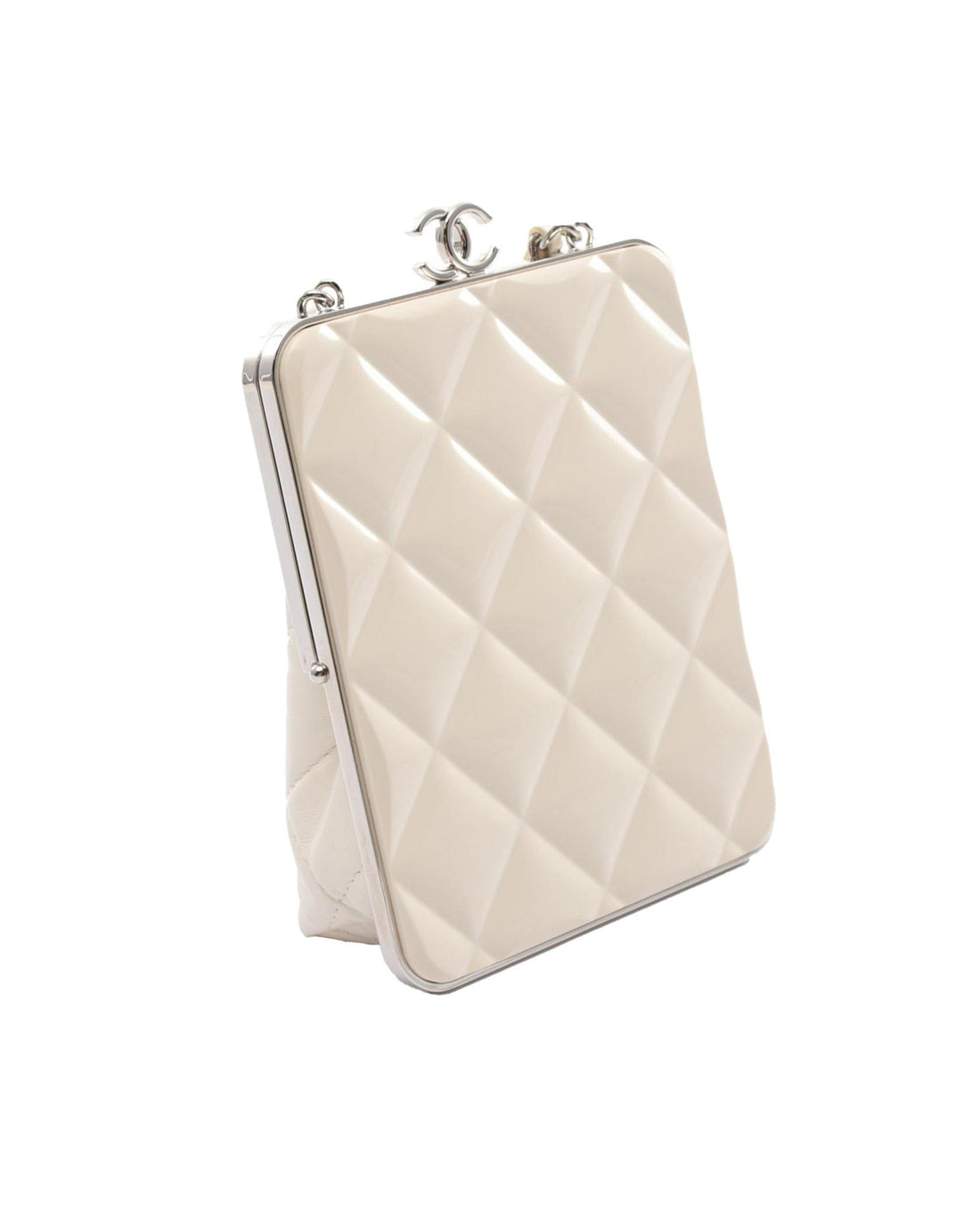 Quilted Lambskin Evening Clutch with Chain-Link Strap