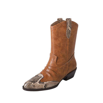 Western Women Short Boots Fashion Pleated Genuine Leather Shoes Woman Office Lady Retro Autumn Winter
