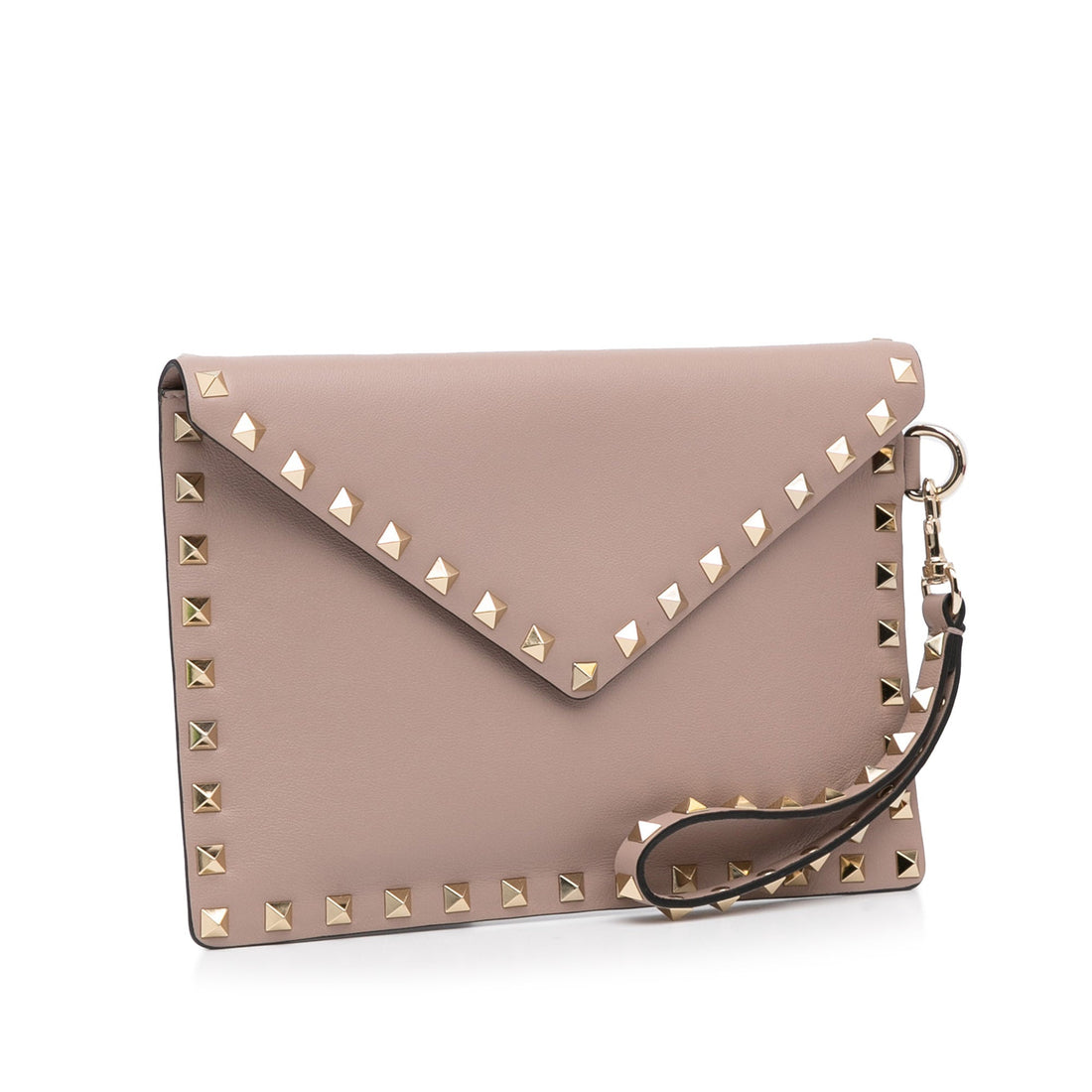 Valentino Rockstud Envelope Clutch Light Brown