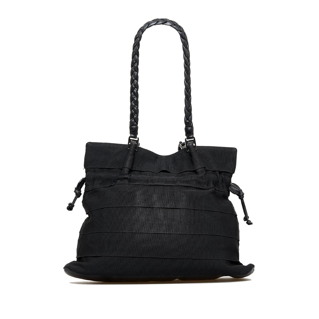 Black Ferragamo Tiered Grosgrain Tote Bag