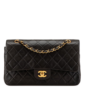 Medium Classic Lambskin Double Flap Shoulder Bag with Quilted Design