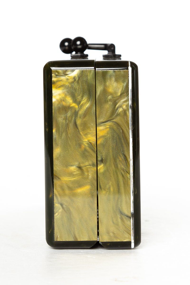 Edie Parker Olive Marbleized Acrylic Clutch Sale