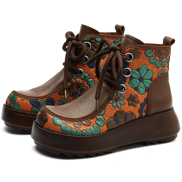 Makersluxe Shoes Enriqueta Women's Lace Up Booties